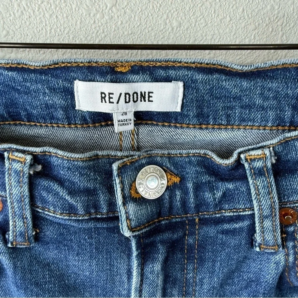RE/DONE 70s Mid Rise Stove Pipe Jeans Royal Fade Casual Denim Women’s 28